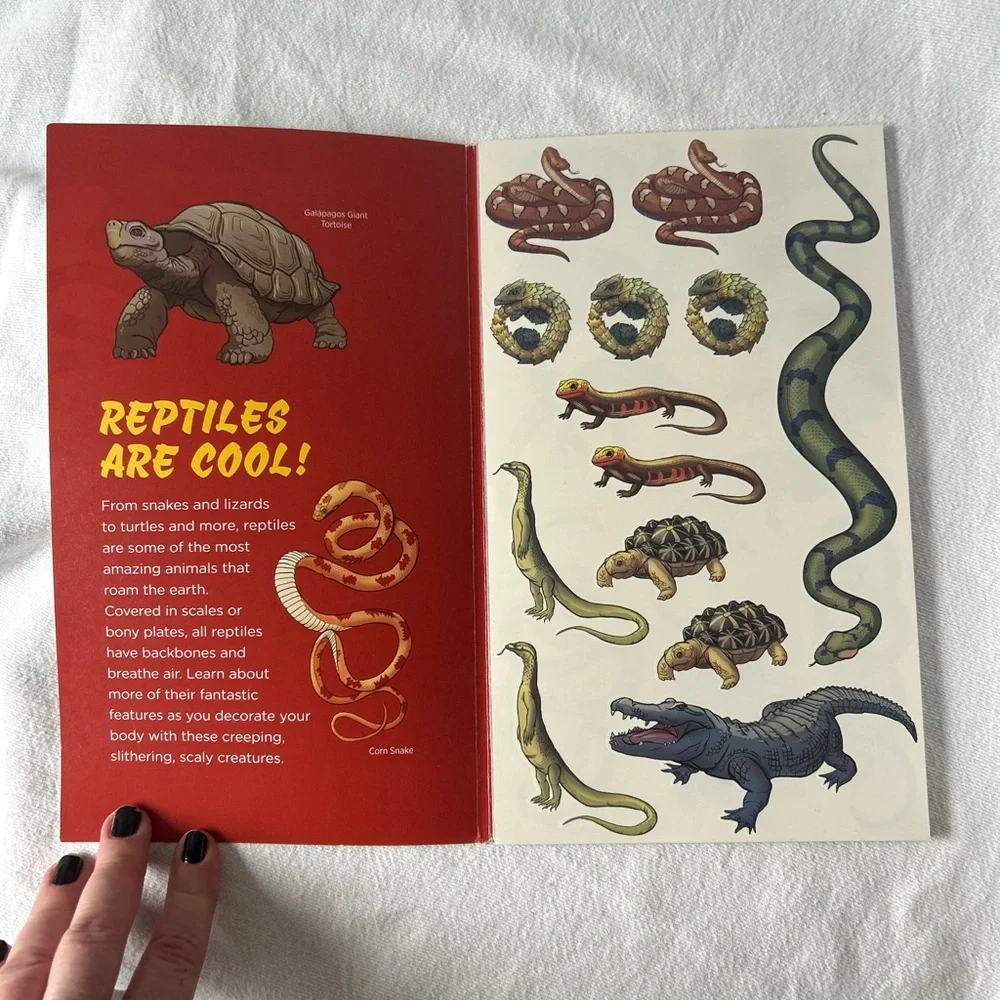 Snakes & Other Reptiles Temporary Tattoo Book - Multicolor Unused!